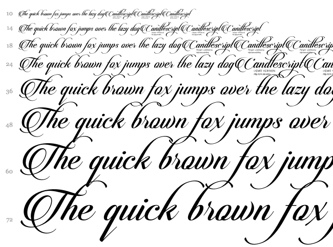 Candlescript font waterfall